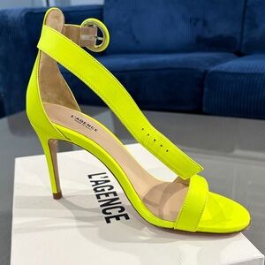 L'AGENCE Neon Yellow Strappy Heels